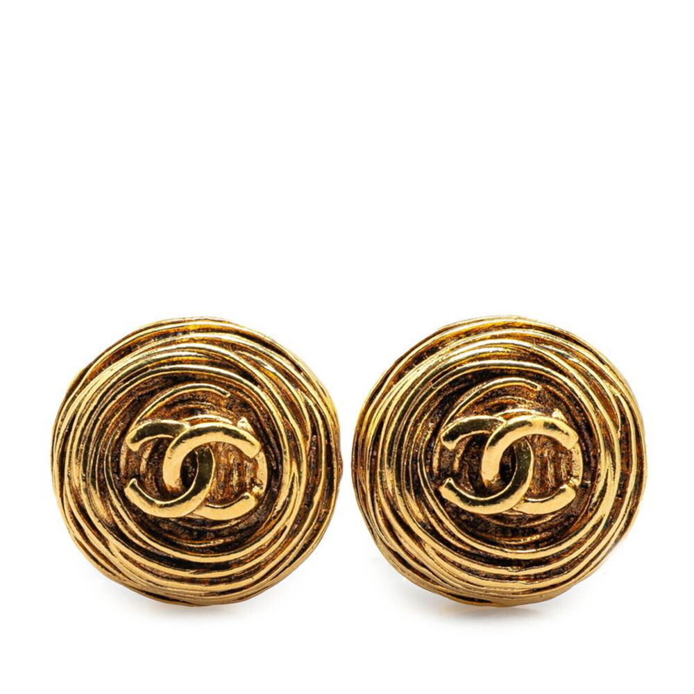 CHANEL Gold Logo Earrings